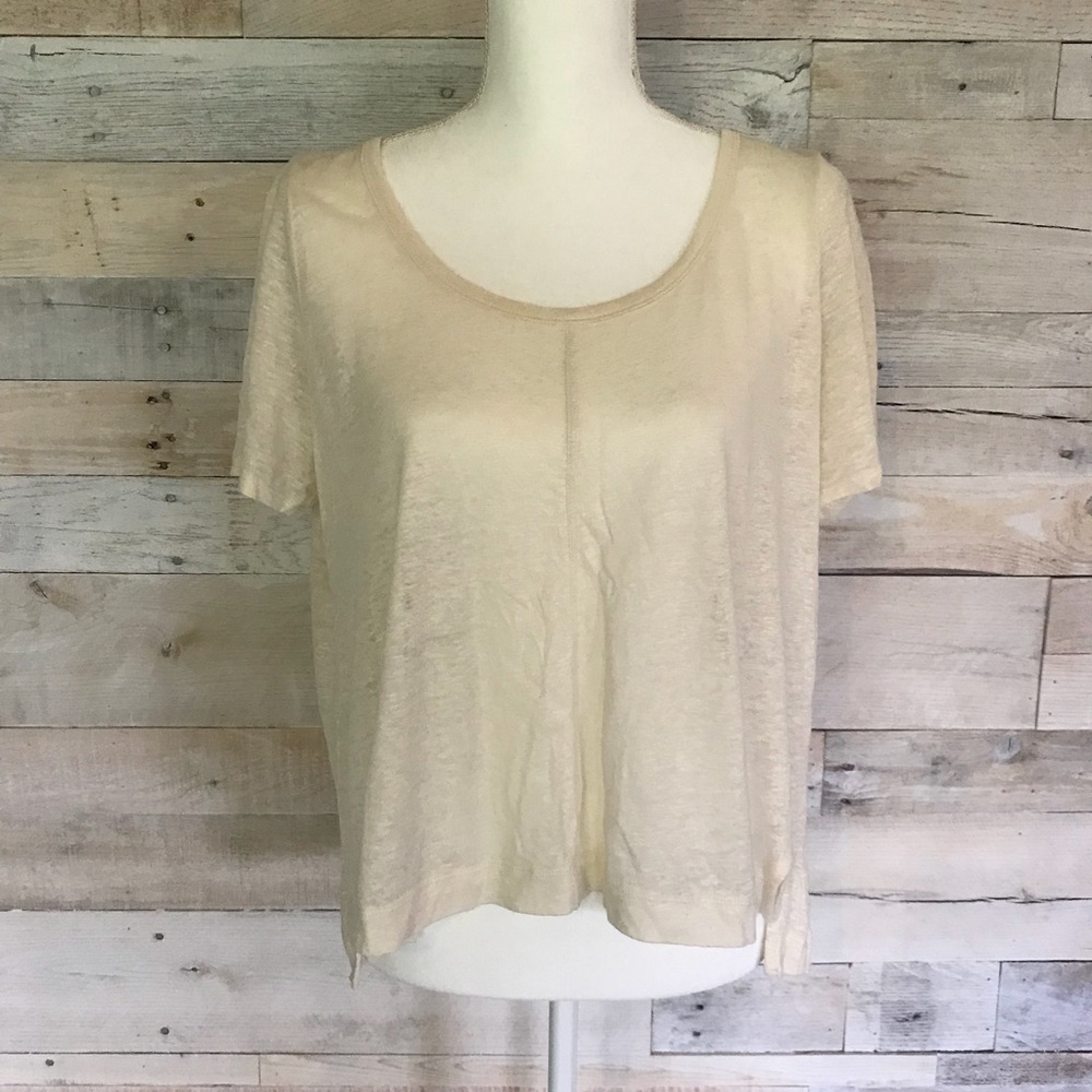 Cynthia Rowley Cream Linen Loose Tee Shirt Small
